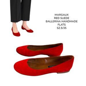 MARGAUX RED BALLET FLATS‎ SUEDE BALLERINA SHOES SZ. 5/35